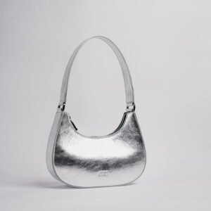 Bolso media luna plateado